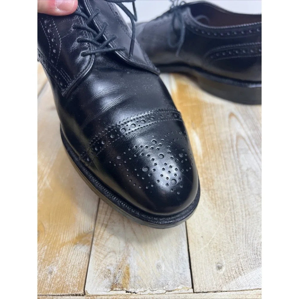 Allen Edmonds ‎ Mens 9 C Sanford Black Leather Cap Toe Dress Oxford w/Box